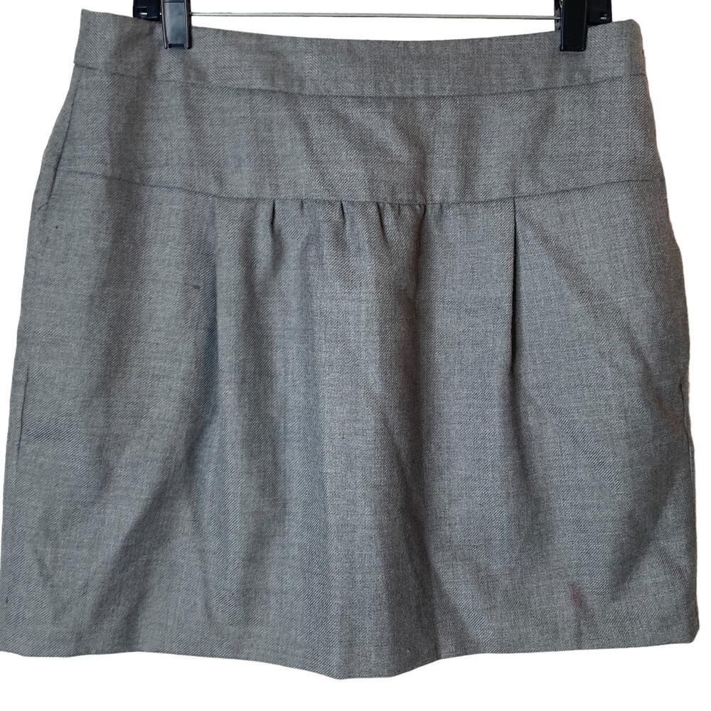 Ann Taylor Loft Mini Skirt Womens 10 Wool Pleated Gray